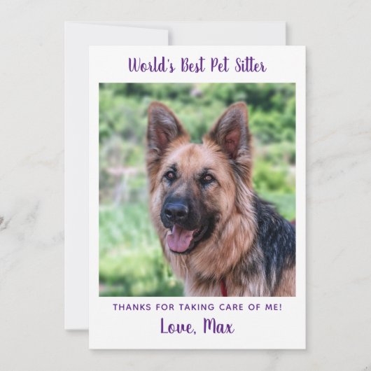 Eenvoudige Pet Sitter Custom Dog Puppy Foto Dank u Kaart (Voorkant)