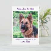 Eenvoudige Pet Sitter Custom Dog Puppy Foto Dank u Kaart (Staand voorkant)