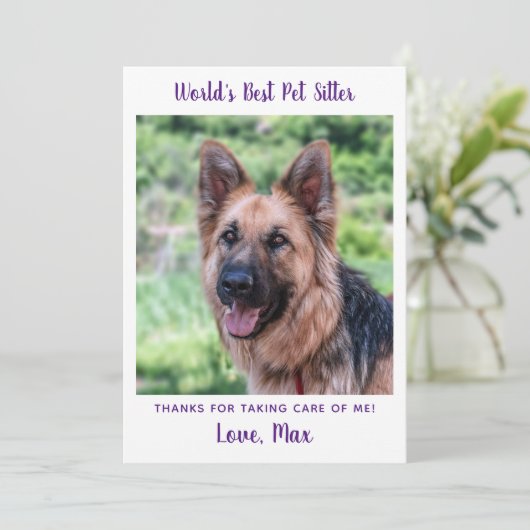 Eenvoudige Pet Sitter Custom Dog Puppy Foto Dank u Kaart (Staand voorkant)
