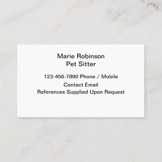 Eenvoudige Pet Sitter Theme Visitekaartjes (Achterkant)