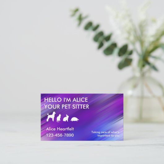 Eenvoudige Pet Sitter Visitekaartjes (Staand voorkant)