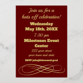 Eenvoudige Petten van Classy Burgundy uit naar het Folie Uitnodiging (Achterkant)