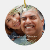 Eenvoudige pijnbijkantoren, opa en opa, Est Year Keramisch Ornament (Voorkant)