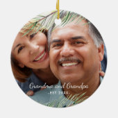 Eenvoudige pijnbijkantoren, opa en opa, Est Year Keramisch Ornament (Achterkant)