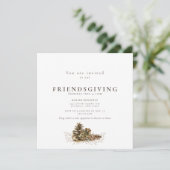 Eenvoudige pijnboomkegel Friendsgiving ii uitnodig Kaart (Staand voorkant)