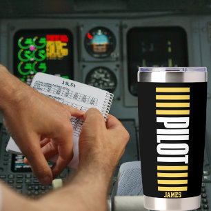 Eenvoudige Piloot Typografie, Strepen, Aangepaste  Geïsoleerde Drinkbeker