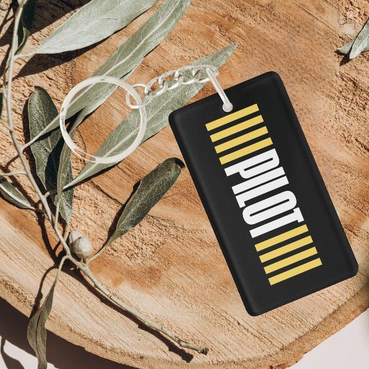 Eenvoudige Pilot Typografie Stripes & Vliegtuigfot Sleutelhanger