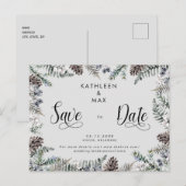 Eenvoudige pine bevat een bruiloft website waarop aankondigingskaart (Voorkant / Achterkant)