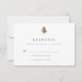 Eenvoudige Pine Cone Winter Wedding RSVP Kaartje