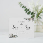Eenvoudige Pine Cones Wedding Save the Date Aankondigingskaart (Staand voorkant)