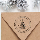 Eenvoudige Pine kerstboom terug adres Rubberstempel