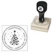 Eenvoudige Pine kerstboom terug adres Rubberstempel (Gestempeld)