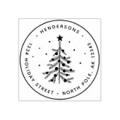 Eenvoudige Pine kerstboom terug adres Rubberstempel (Afrduk)