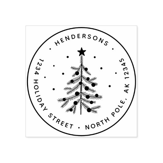Eenvoudige Pine kerstboom terug adres Rubberstempel (Afrduk)