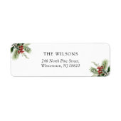 Eenvoudige Pine Leaves Christmas Return-adres Etiket (Voorkant)