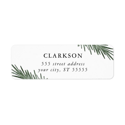 Eenvoudige Pine Sprigs retouradres labels (Voorkant)