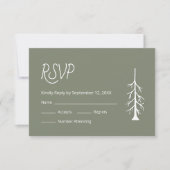 Eenvoudige Pine Tree Casual Sage Green Wedding RSVP Kaartje (Voorkant)