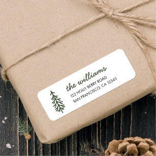 Eenvoudige Pine Tree Return-adreslabels Etiket