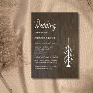 Eenvoudige Pine Tree Rustic Wood Casual bruiloft Kaart