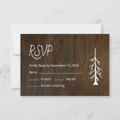 Eenvoudige Pine Tree Rustic Wood Casual bruiloft RSVP Kaartje (Voorkant)