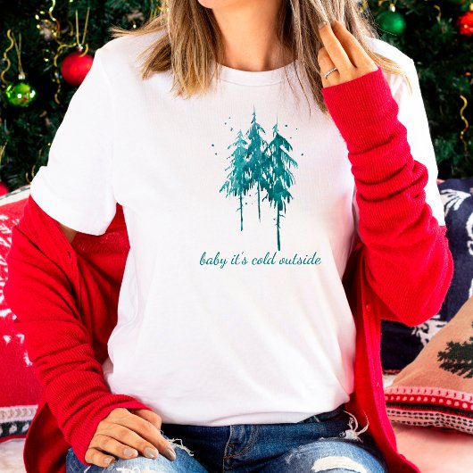 Eenvoudige Pine Trees Baby Het is koud buiten Kers T-shirt