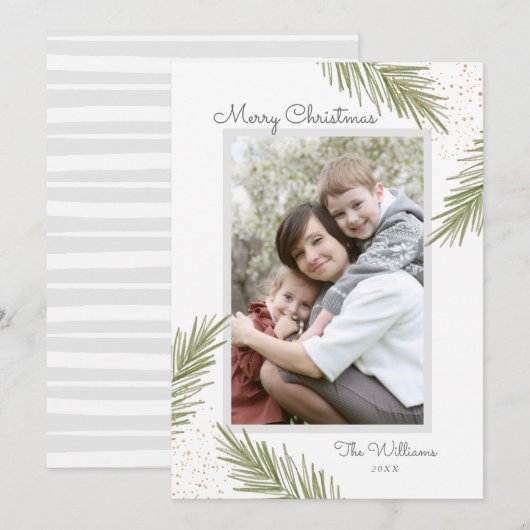 Eenvoudige Pines Kerstkaart (Voorkant / Achterkant)