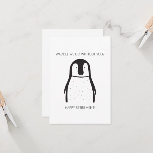 Eenvoudige "pinguïn"-pensionering kaart (Voorkant / Achterkant in situ)