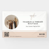 Eenvoudige Pink Business Logo Event Marketing QR F Spandoek (Horizontaal)