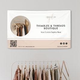 Eenvoudige Pink Business Logo Event Marketing QR F Spandoek