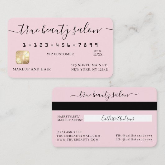 Eenvoudige Pink Gold Signature Script Credit Kaart Visitekaartje (Voorkant / Achterkant)