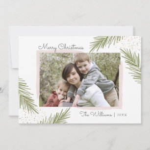Eenvoudige pins Blush, kerstfotokaart Feestdagenkaart
