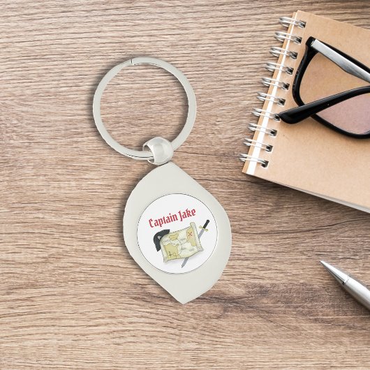 Eenvoudige Pirate Captain gepersonaliseerd Sleutelhanger
