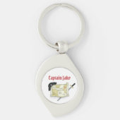 Eenvoudige Pirate Captain gepersonaliseerd Sleutelhanger (Voorkant)