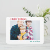 Eenvoudige Plaid Tidings 1 of 2 Foto Vakantie Kaar Feestdagenkaart (Staand voorkant)