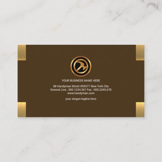 Eenvoudige 'Plain'-contemmodern Gold Corner Tab Ha Visitekaartje (Achterkant)