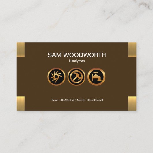 Eenvoudige 'Plain'-contemmodern Gold Corner Tab Ha Visitekaartje (Voorkant)