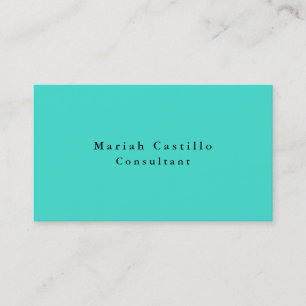 Eenvoudige Plain Elegant Turquoise Blue Minimalist Visitekaartje