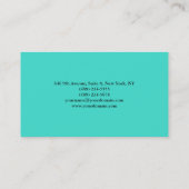 Eenvoudige Plain Elegant Turquoise Blue Minimalist Visitekaartje (Achterkant)