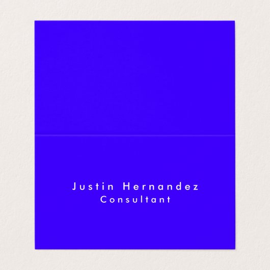 Eenvoudige Plain Elegant Ultramarien Blauw Minimal Visitekaartje (Buitenkant ongevouwen)