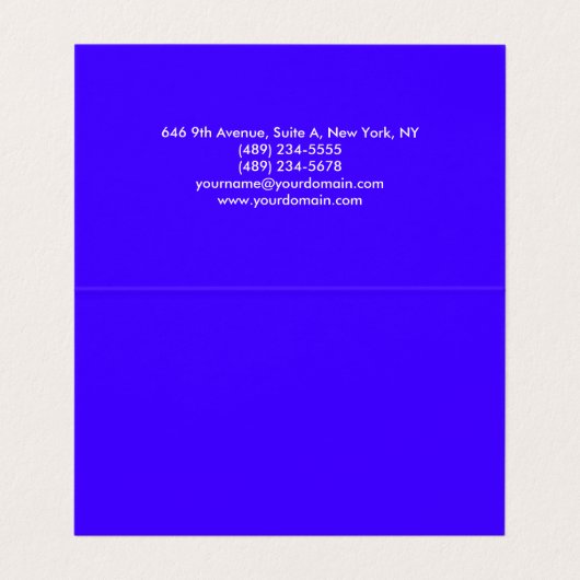 Eenvoudige Plain Elegant Ultramarien Blauw Minimal Visitekaartje (Binnenkant ongevouwen)