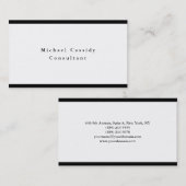 Eenvoudige Plain Elegant Zwart Grenzen Wit Visitekaartje (Voorkant / Achterkant)