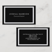 Eenvoudige Plain Elegant Zwart Wit Grenzen Modern Visitekaartje (Voorkant / Achterkant)