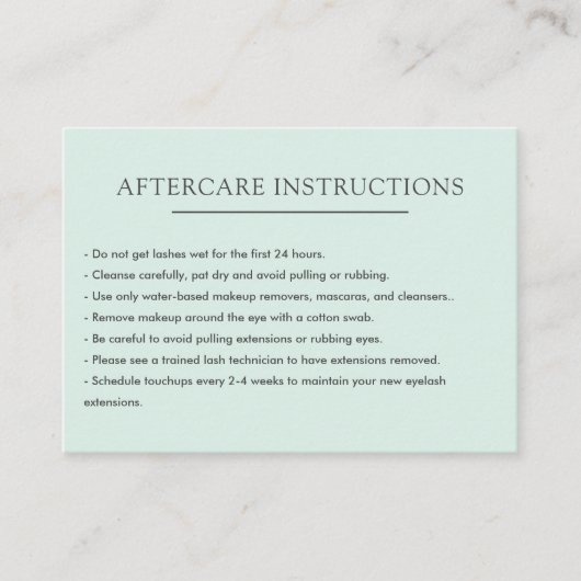 Eenvoudige Plain Lash Extension Microblading After Visitekaartje (Voorkant)