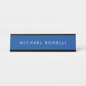 Eenvoudige Plain Minimalist Elegant Modern Deep Bl Bureau Naambordje (Voorkant)