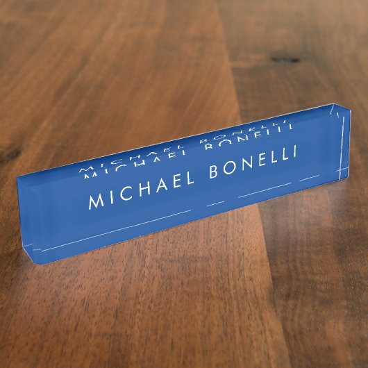 Eenvoudige Plain Minimalist Elegant Modern Deep Bl Naambordje (Zijkant)