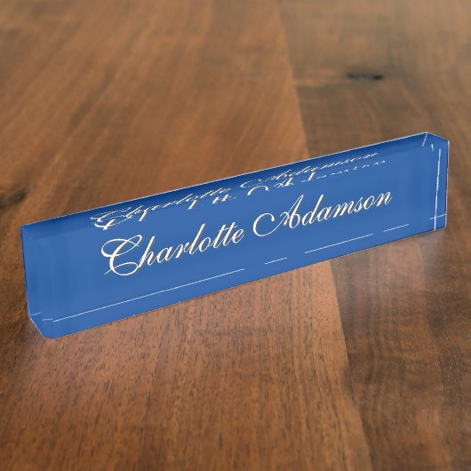 Eenvoudige Plain Minimalist Elegant Modern Deep Bl Naambordje (Zijkant)