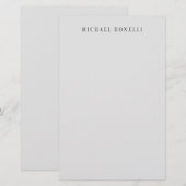 Eenvoudige Plain Minimalist Elegant Modern lichtgr Briefpapier (Voorkant / Achterkant)