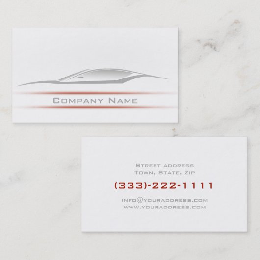 Eenvoudige Plain Red Maroon Line Car Visitekaartje (Voorkant / Achterkant)