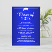 Eenvoudige Plain Royal Blue Graduation Party Kaart (Staand voorkant)