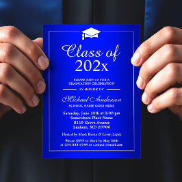 Eenvoudige Plain Royal Blue Graduation Party Kaart
